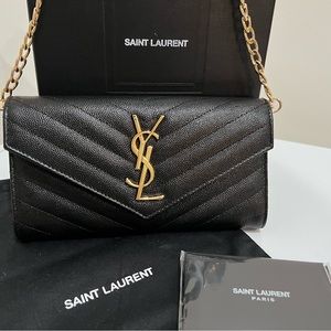 YSL matalesse envelope flap wallet on chain